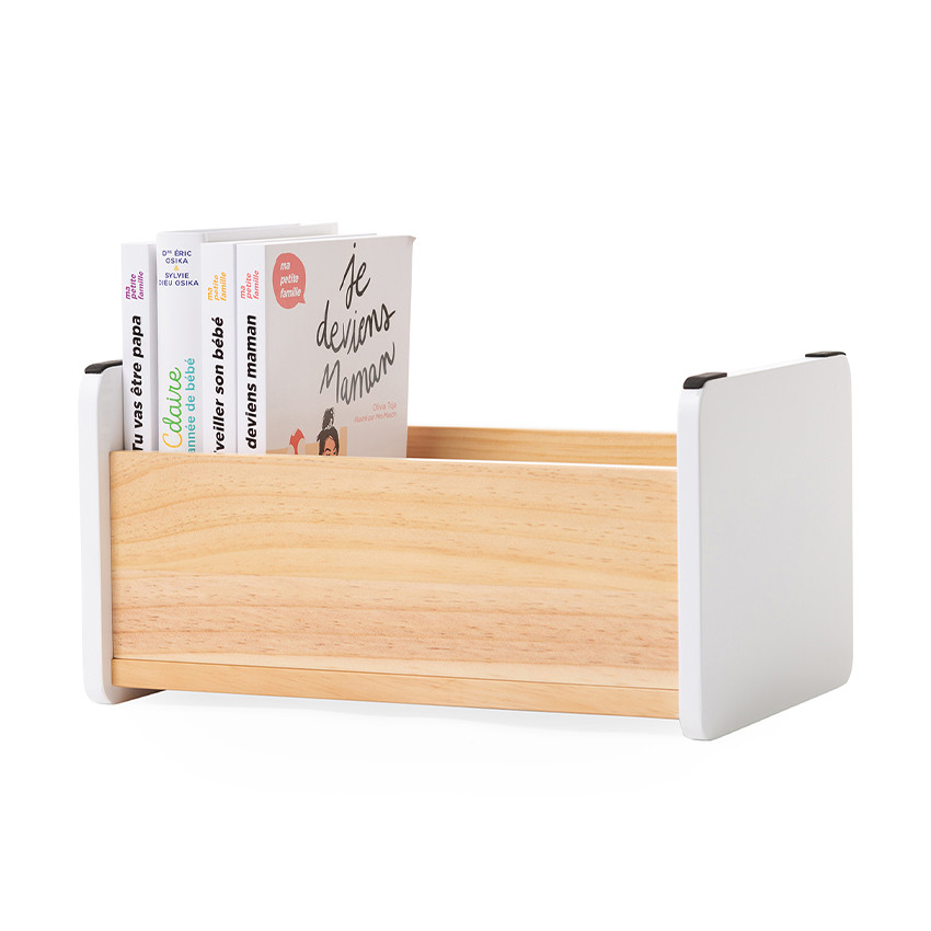 Marchepied en bois 2 en 1 blanc/naturel 