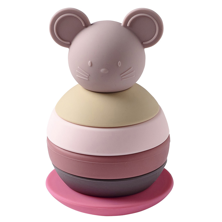 Tour d'empilage souris en silicone Rose 
