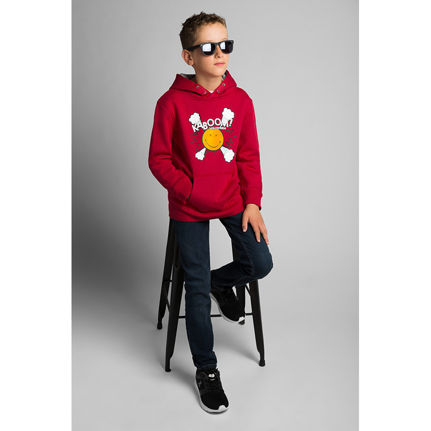 Junior - Sweat à capuche en molleton print Smiley  