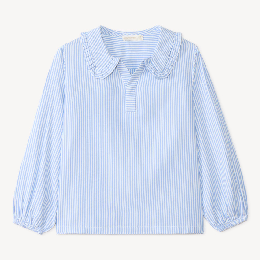 Chemise à rayures fille col claudine