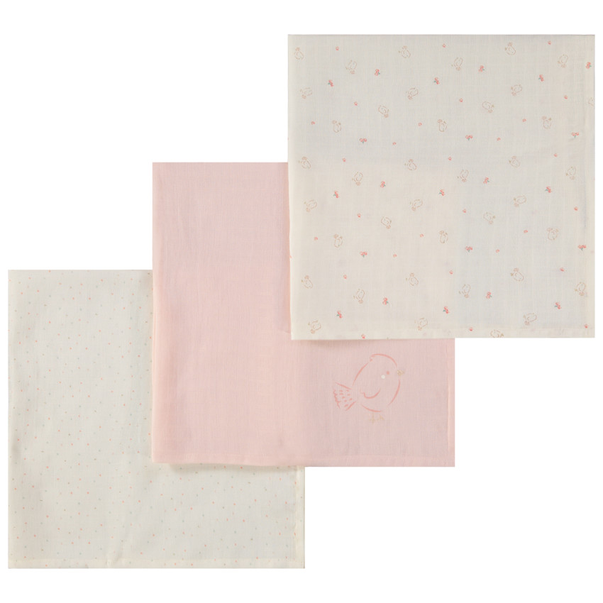 Lot de 3 langes fantaisie en tetra pour bébé fille 