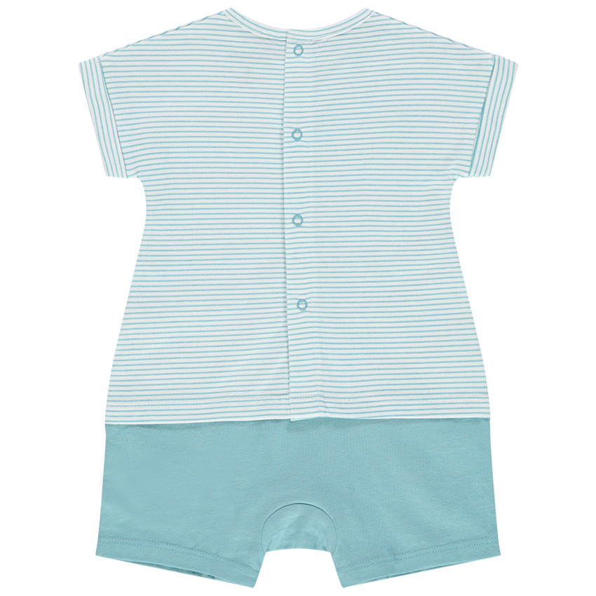 Combinaison courte à rayures en coton bio print planète  