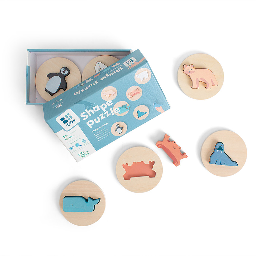 Puzzle formes d'animaux en bois  