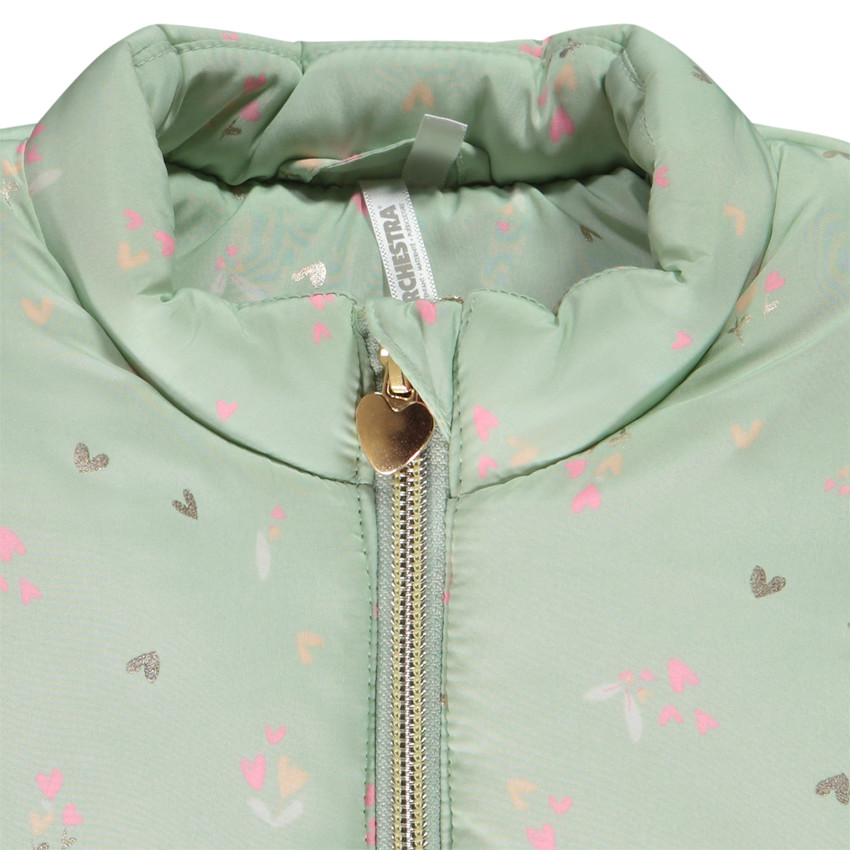 Doudoune sans manches imprimé fleurs/cœurs pour bébé fille 