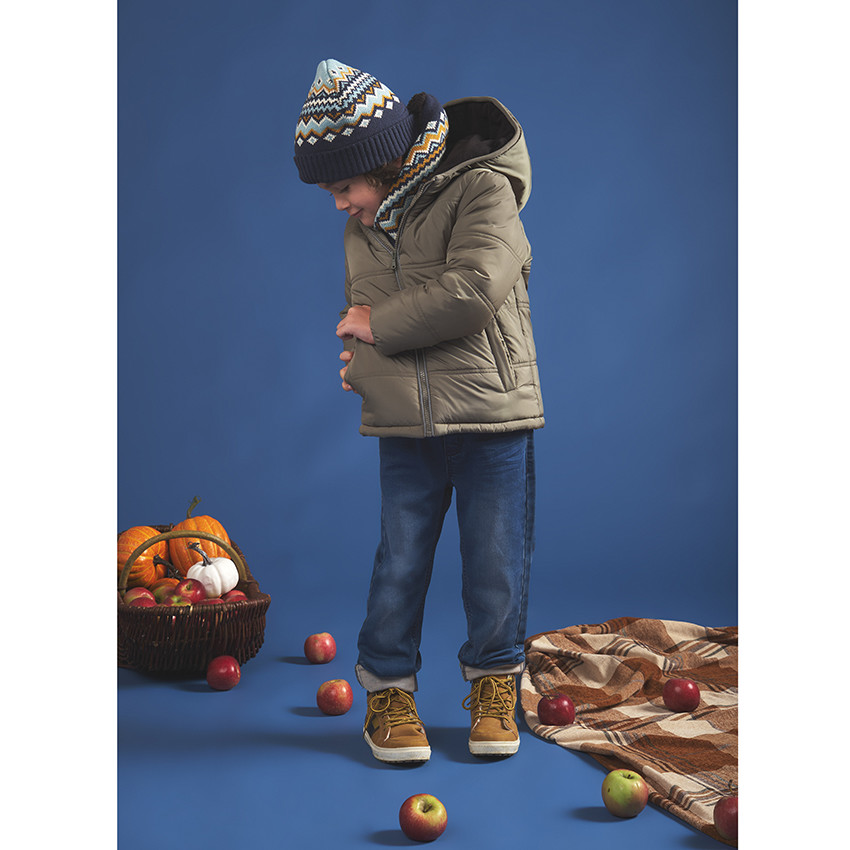 Doudoune à capuche unie avec doublure micropolaire pour garçon 