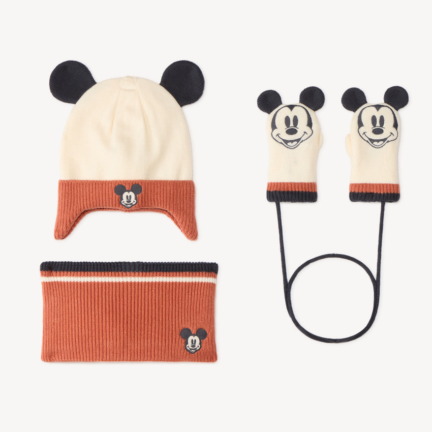 Ensemble bonnet snood et gants bébé garçon Mickey Disney 