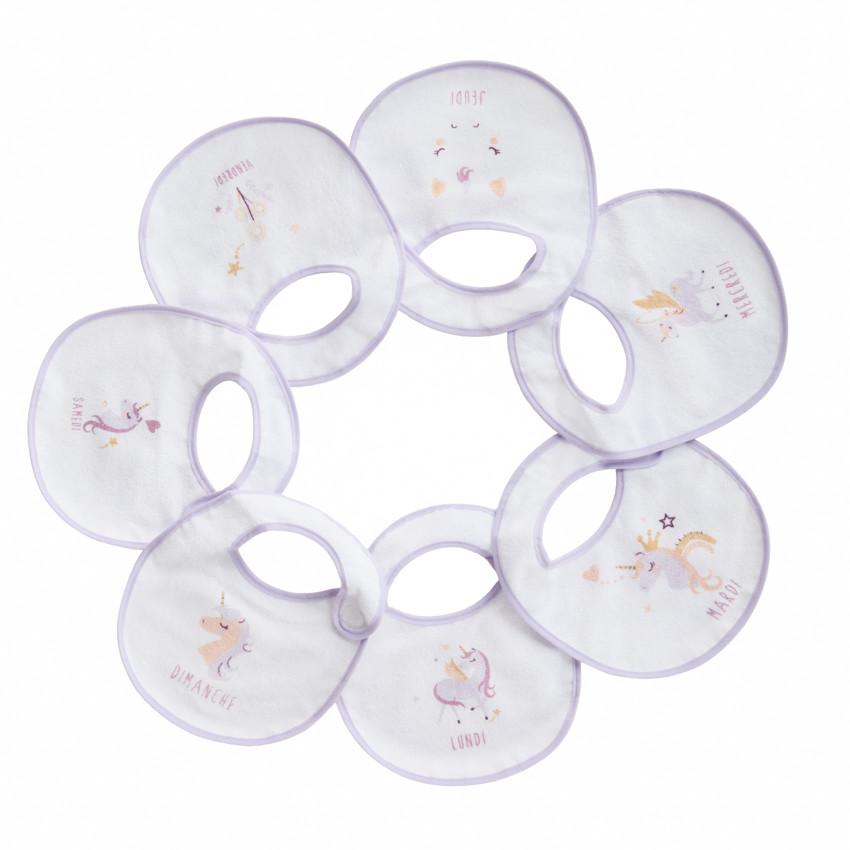 Lot de 7 bavoirs Licorne 