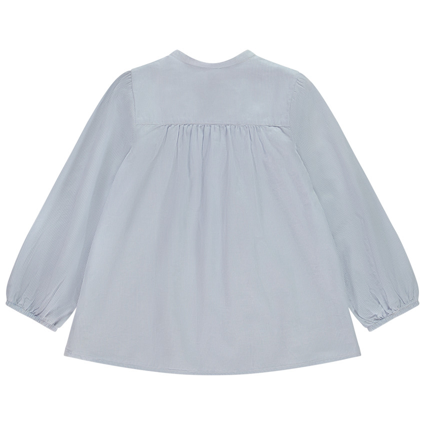 Chemise manches longues en toile avec empiècement volanté pour fille  