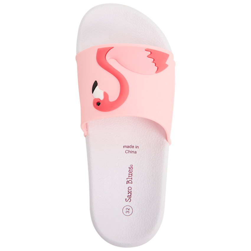 Claquettes flamant rose en relief pour fille avec lanière selon la pointure 