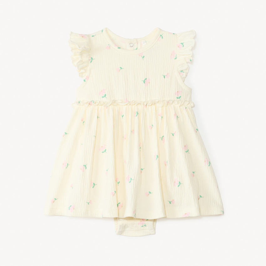 Robe 2-en-1 effet froissé avec imprimé fantaisie pour bébé fille