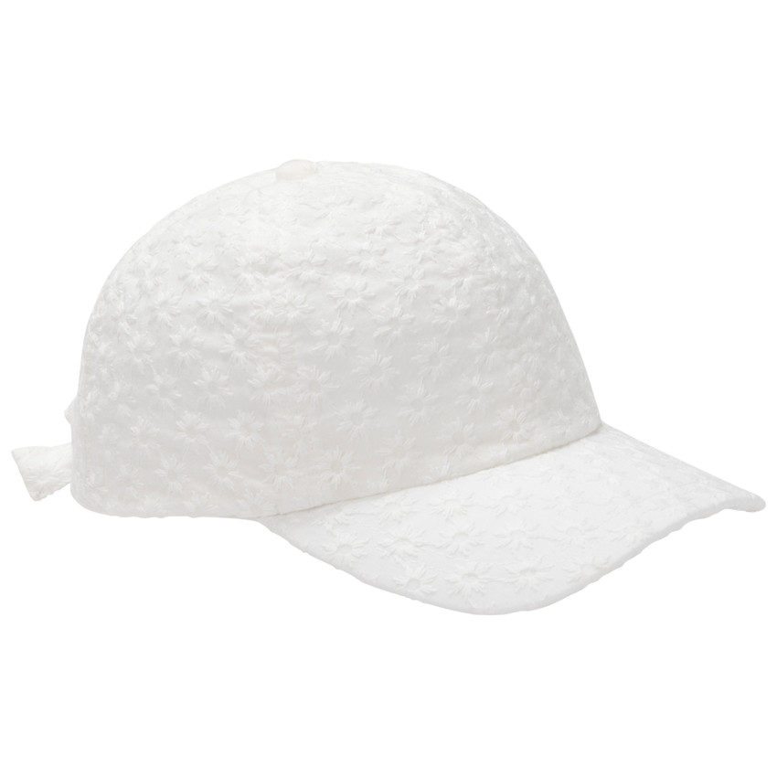 Casquette en broderie anglaise avec nœud pour bébé fille