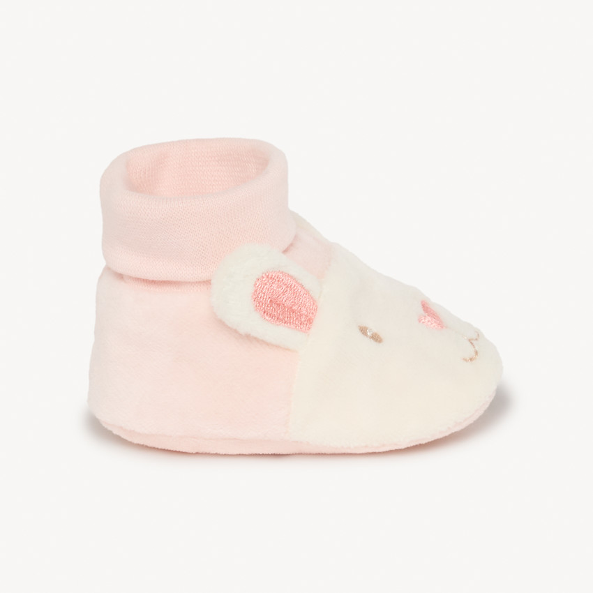 Paire de chaussons ludique en velours pour bébé fille  
