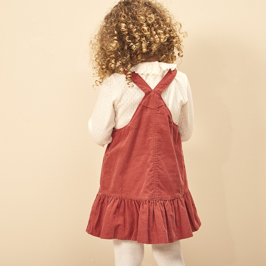 Robe salopette en velours côtelé pour bébé fille 