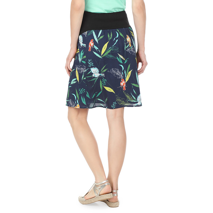 Jupe de grossesse en voile avec oiseaux et feuilles all-over 