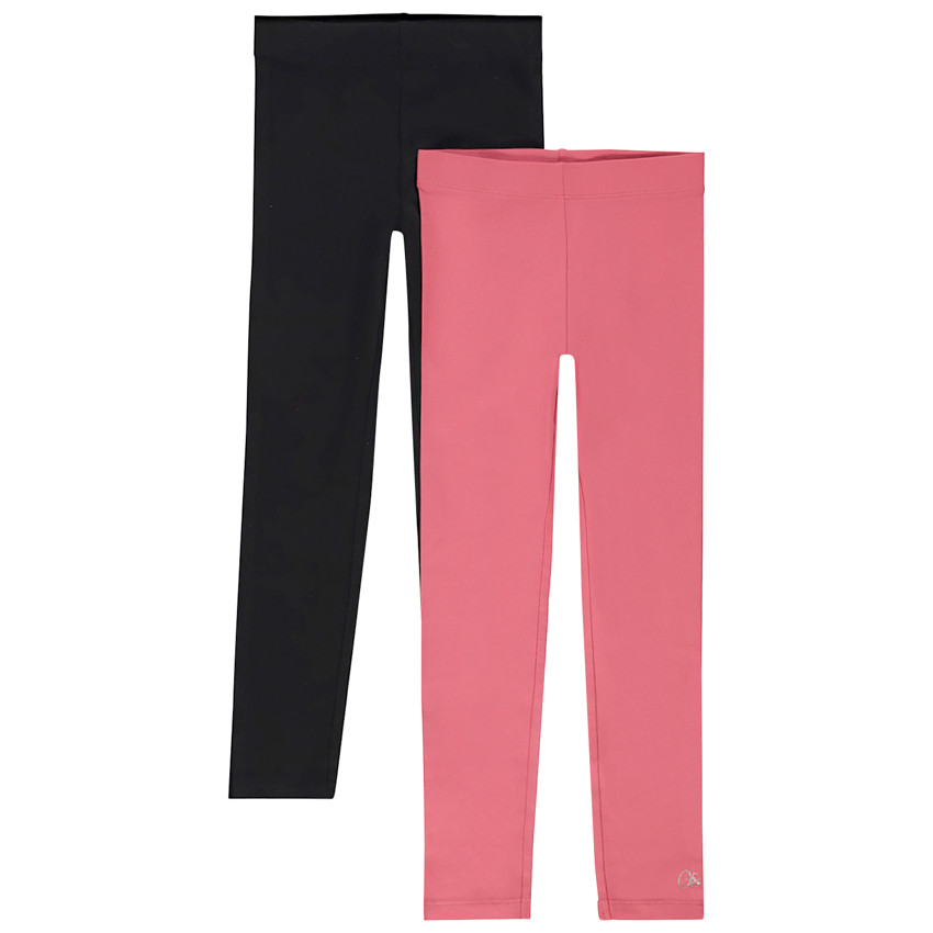 Lot de 2 leggings unis avec foil print pour fille