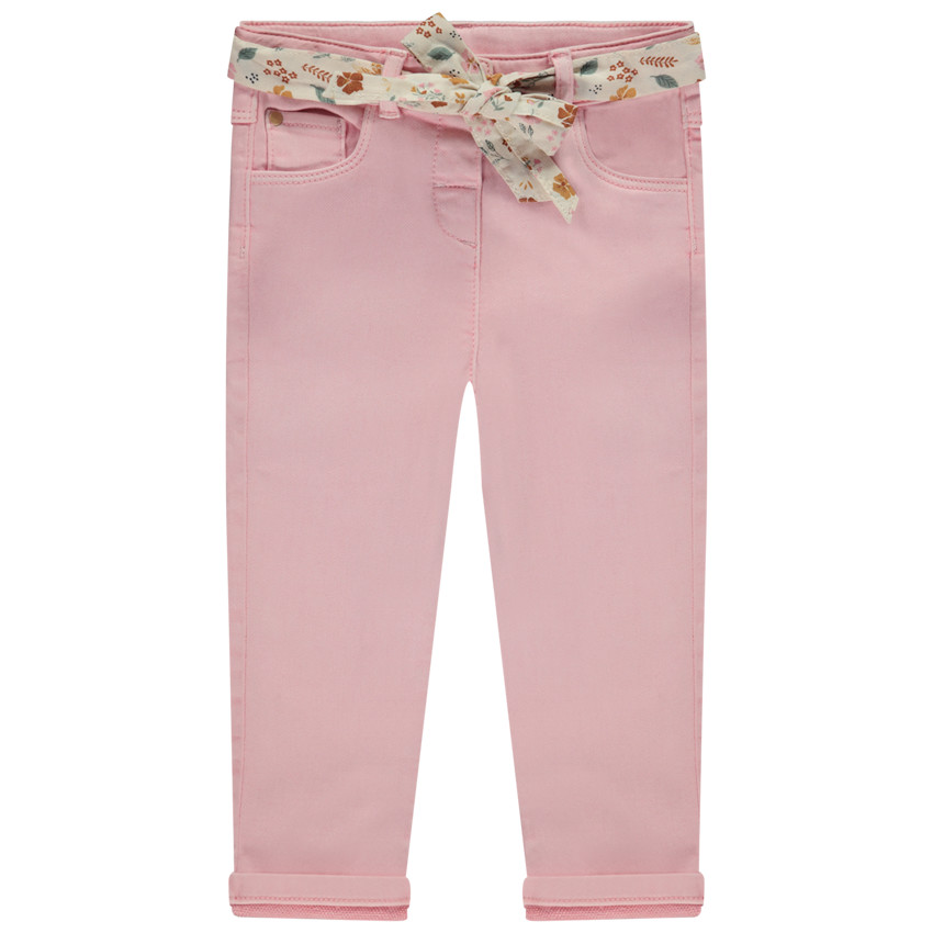 Jean droit avec ceinture foulard imprimée pour bébé fille 