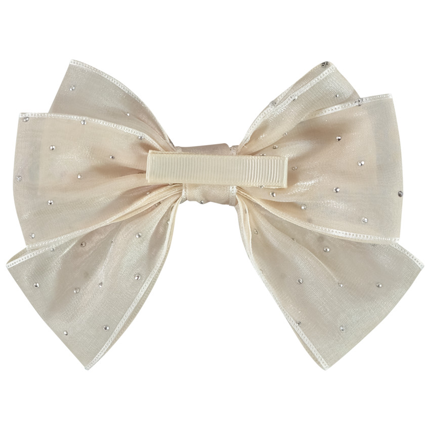 Barette avec gros nœud à strass pour fille 