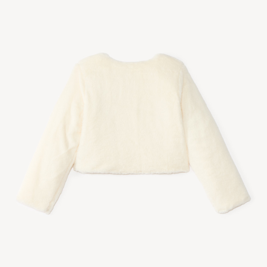 Gilet boléro en fausse fourrure détail nœud pour fille 
