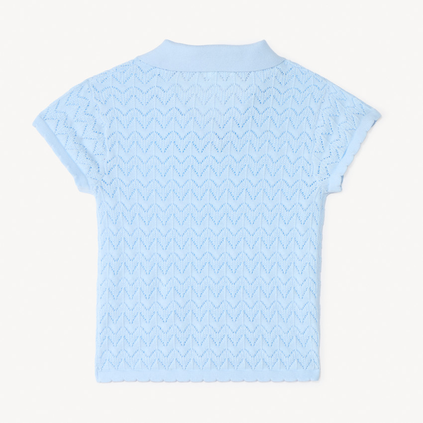 Pull manches courtes uni en tricot ajouré pour fille 