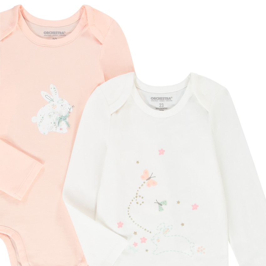 Lot de 5 bodies manches longues imprimé lapin 