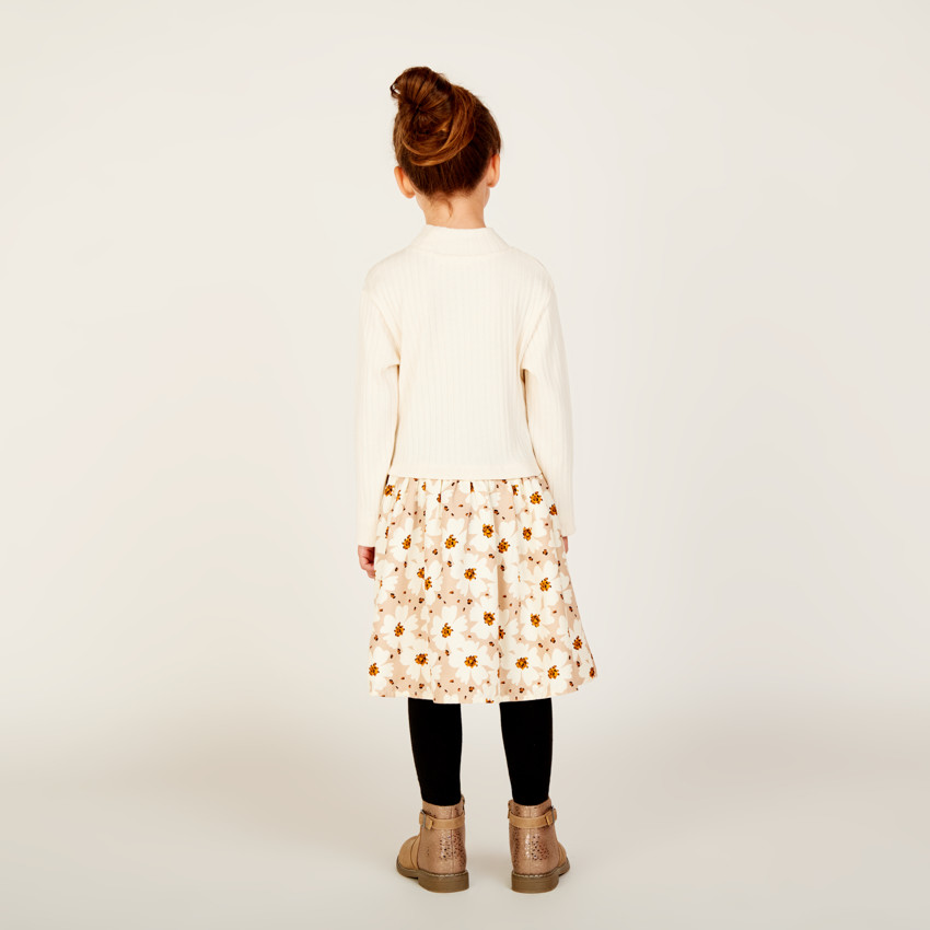 Robe manches longues effet 2 en 1 fleurie pour fille 