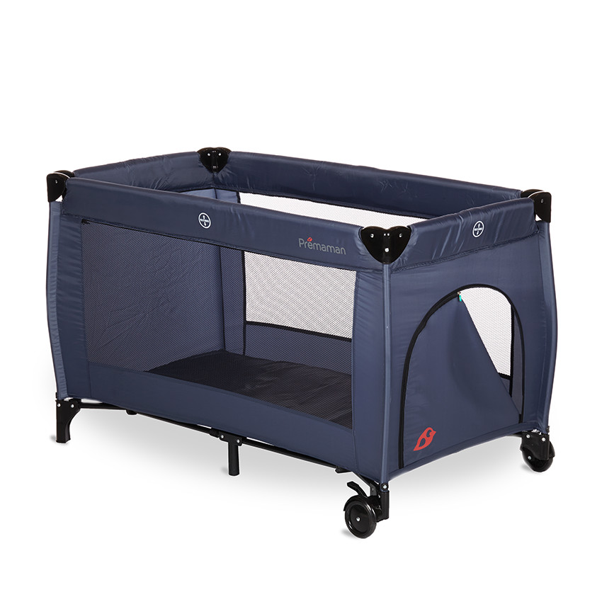 Lit pliant Extra avec fond rehaussable - Bleu-gris 
