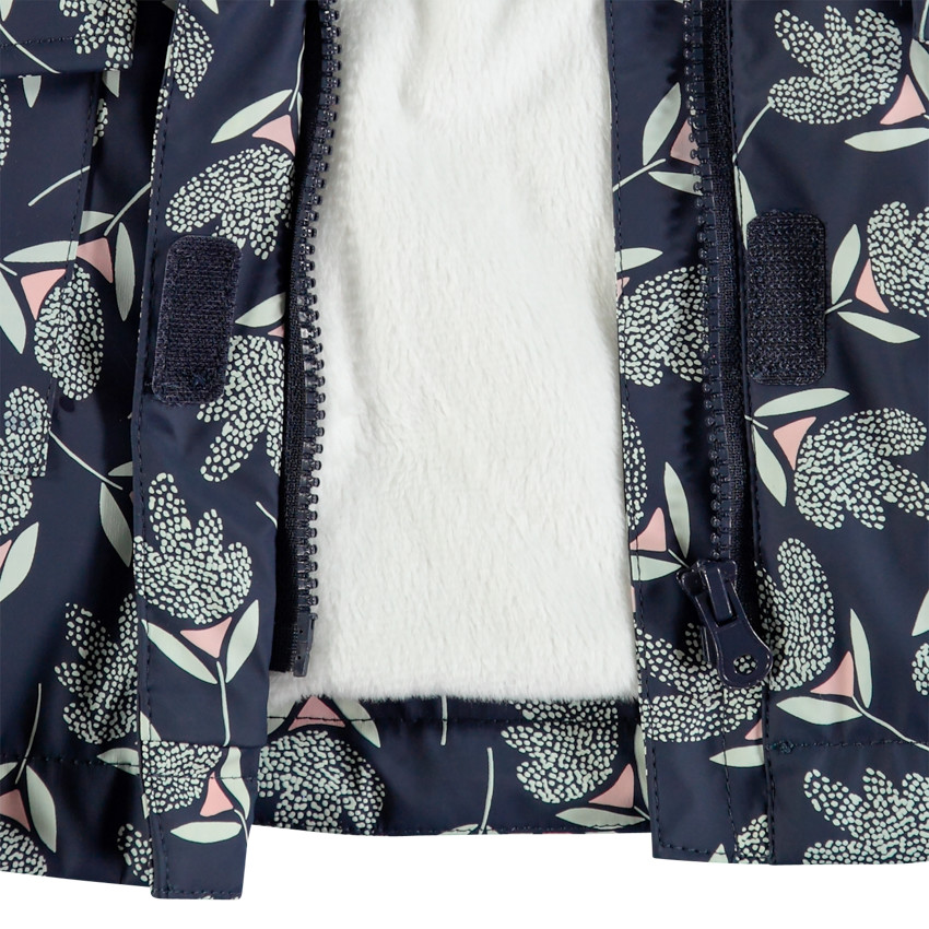 Parka en gomme à capuche doublure en sherpa pour enfant fille 