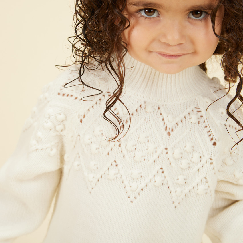 Robe manches longues en tricot fantaisie pour bébé fille 