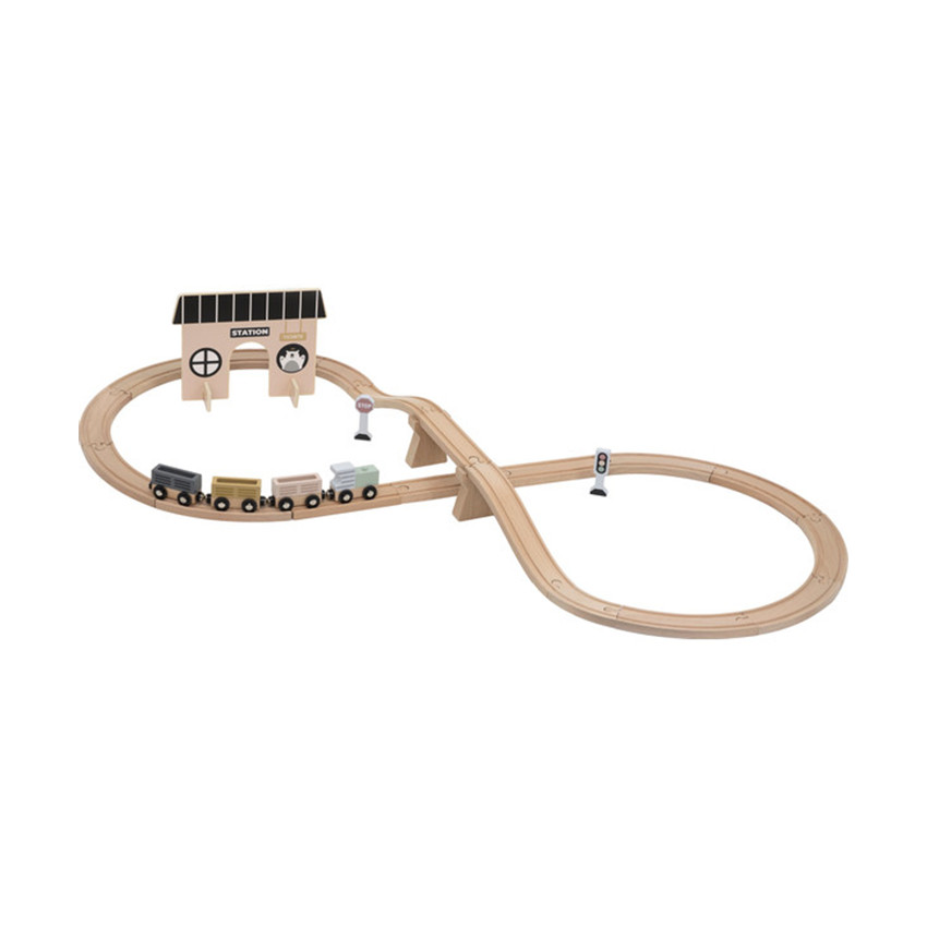 Set d'extension pour train en bois Station ferroviaire 20 pièces 