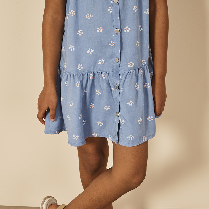 Robe manches courtes volantées imprimé fleurs pour fille 