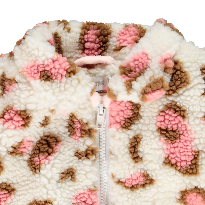 Veste en sherpa épaisse motif léopard pour enfant fille 