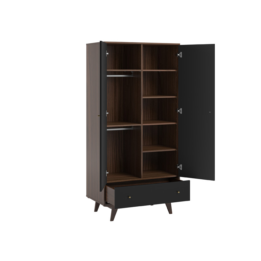 Armoire 2 portes Mid Noix/Noir 