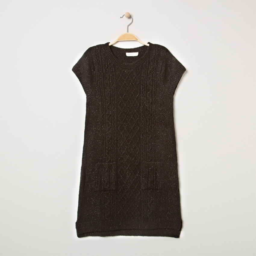 Junior - Robe en tricot manches courtes à poches 