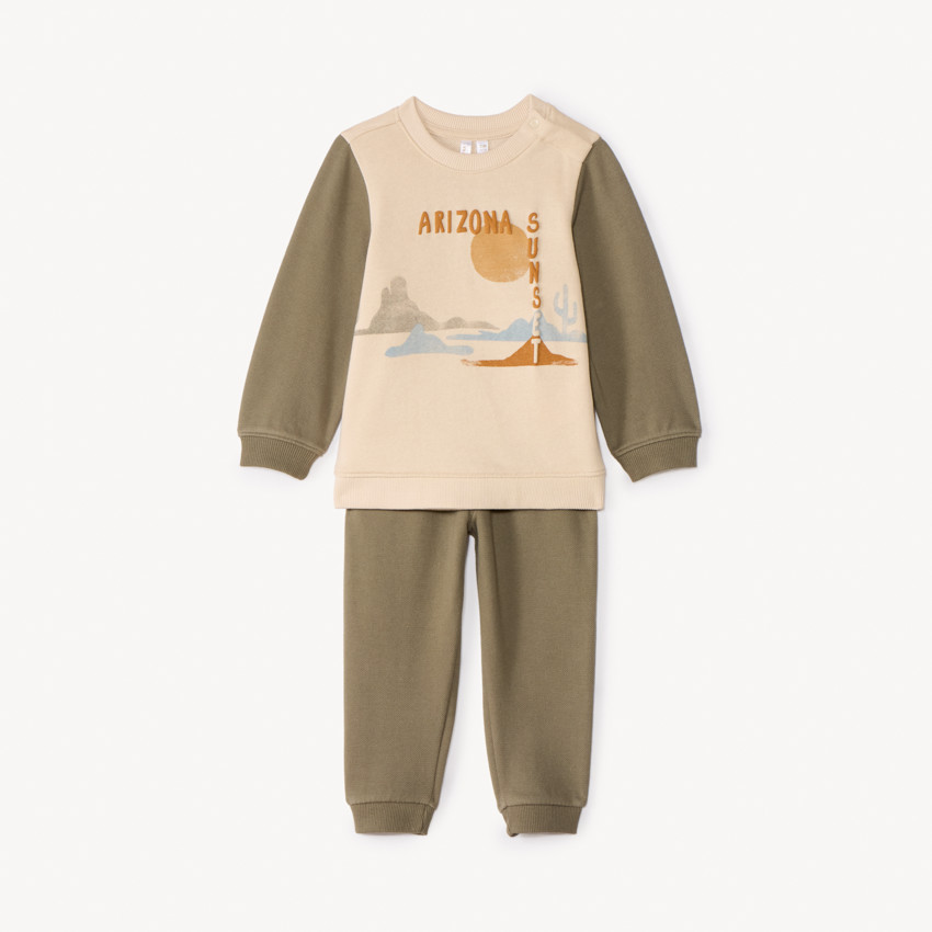 Ensemble jogging bi-matière color block pour bébé garçon