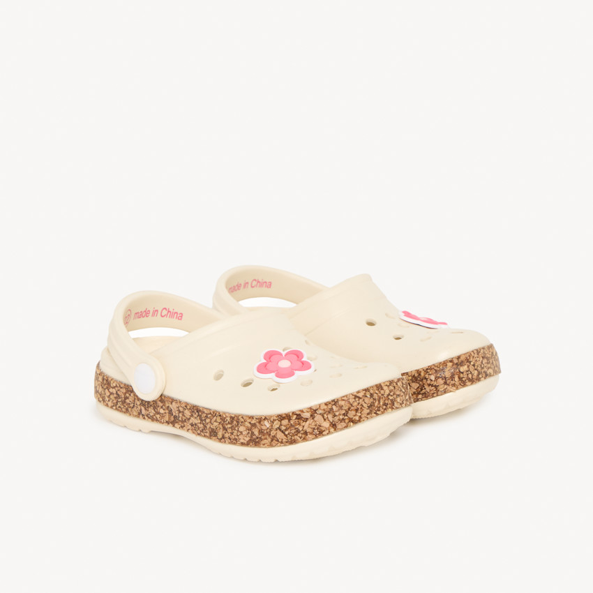 Sabots avec badge fleur et lanière pour bébé fille 