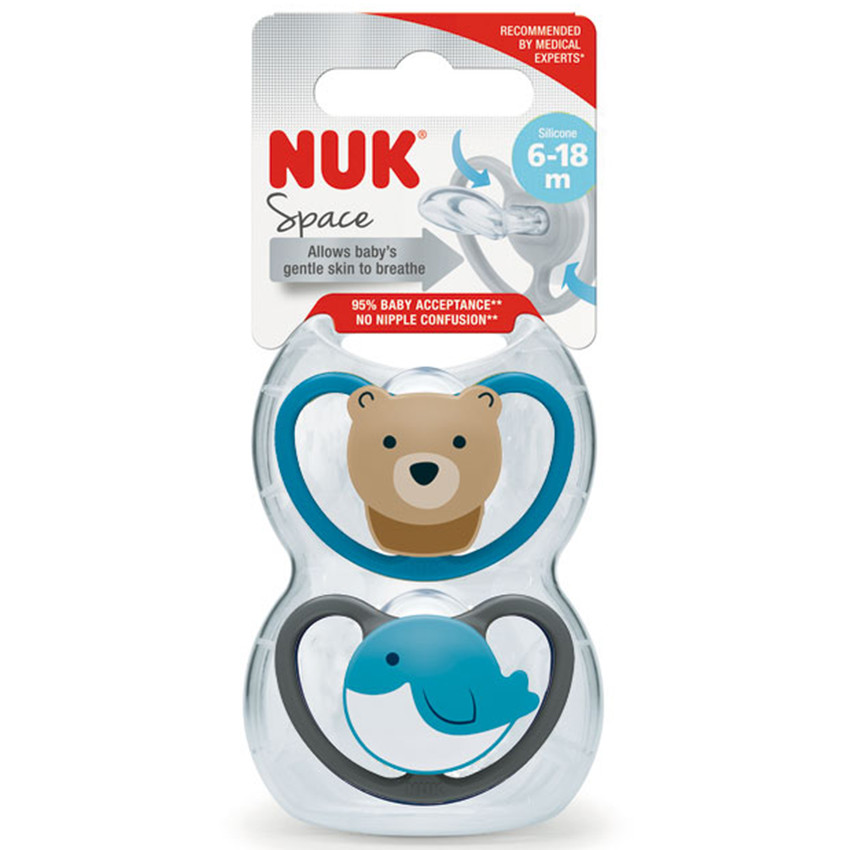 Nuk Space Night 2 Sucettes Silicone 18-36mois Fille 