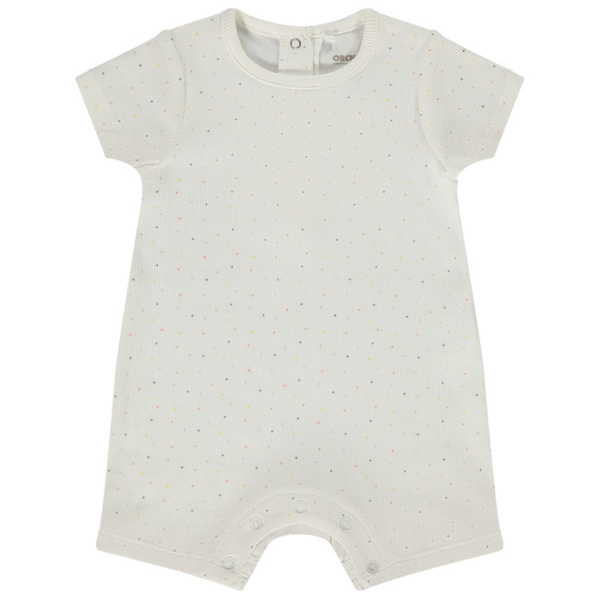 Combinaison courte côtelée imprimé pois pour bébé