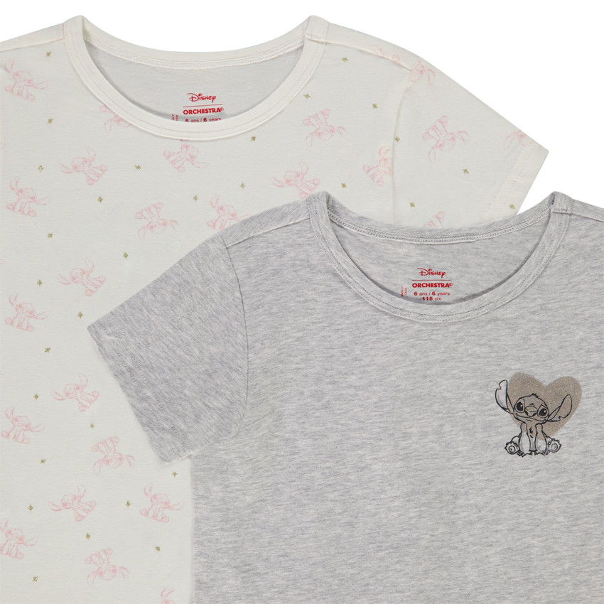 Lot de 2 maillots de corps manches courtes Stitch Disney pour fille 