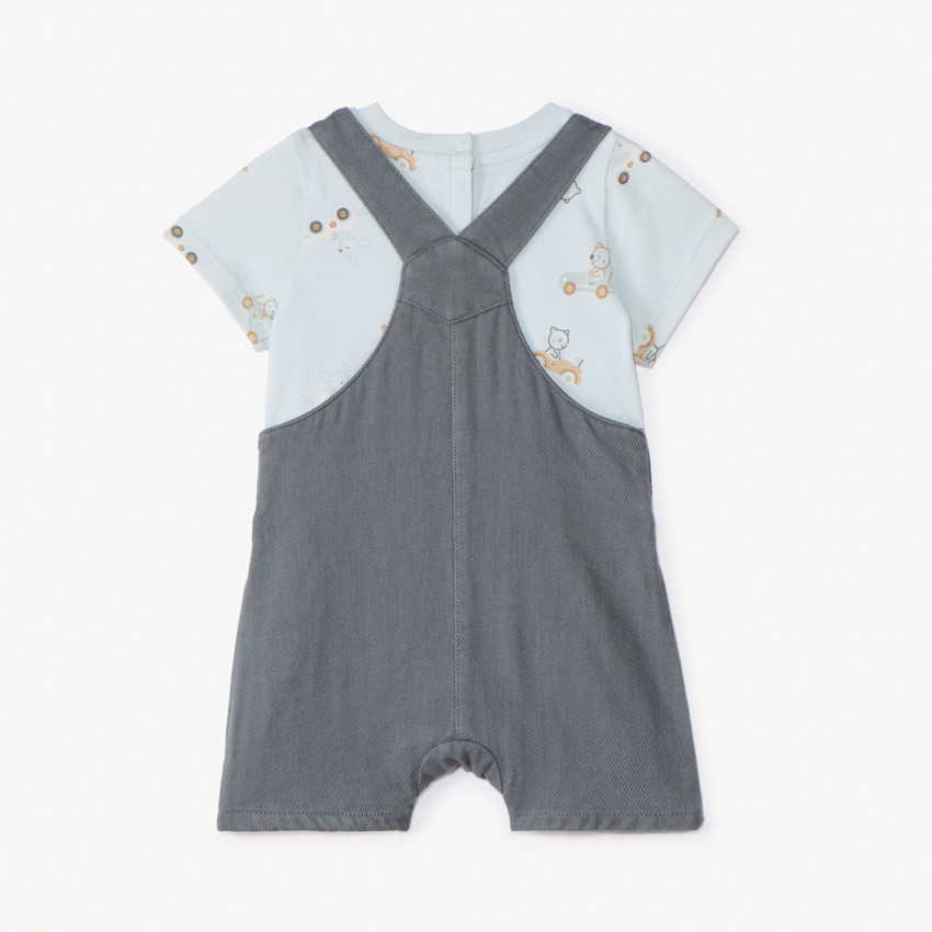 Ensemble court 2 pièces avec salopette pour bébé garçon 