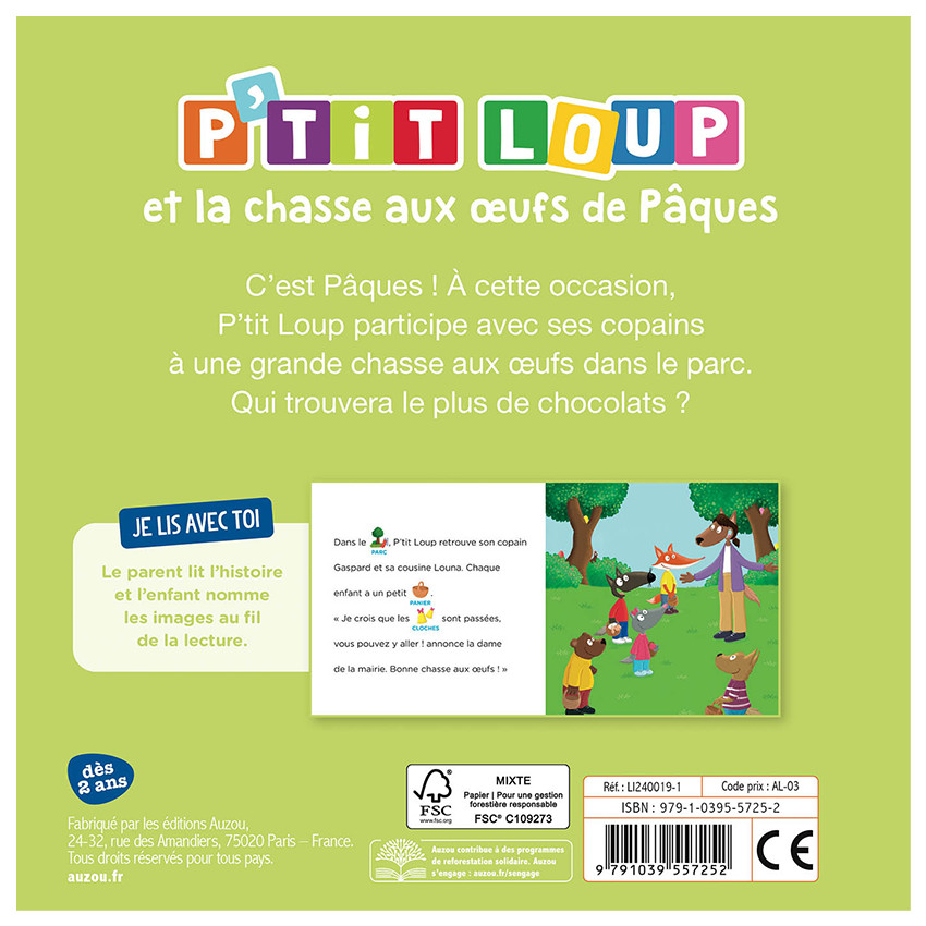 Livre "P'tit Loup et la chasse aux œufs de Pâques  3ans+ 