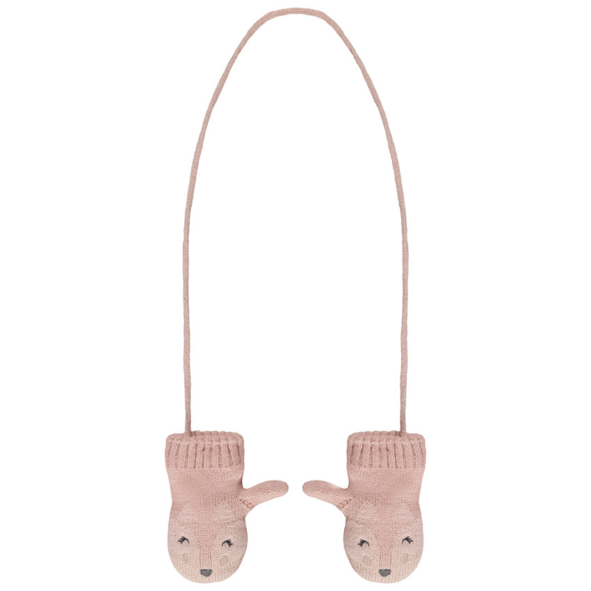 moufles reliées motif animal pour bébé fille - rose