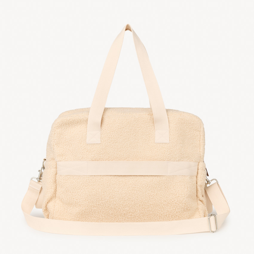 Sac à langer en bouclette avec bandoulière réglable 