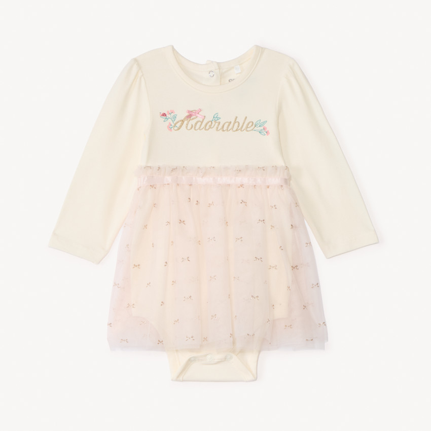 Robe body manches longues effet 2 en 1 pour bébé fille 