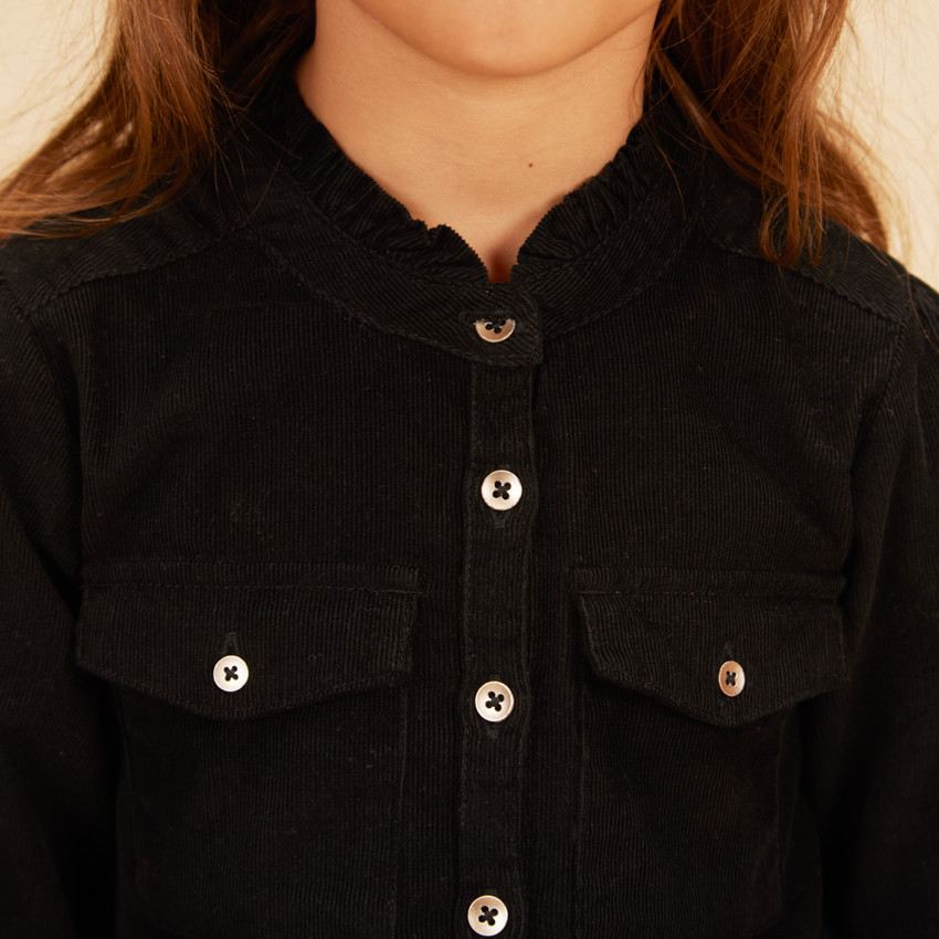 Robe chemise manches longues en velours pour fille 