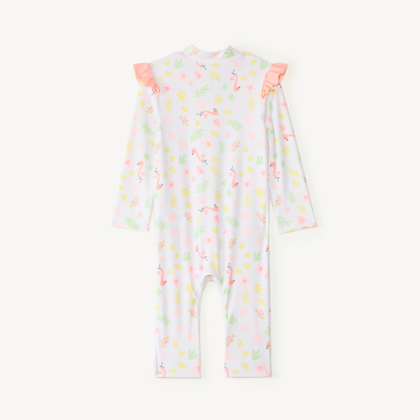 Combinaison de bain anti-UV imprimé flamants roses pour bébé fille 