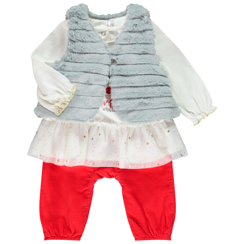 Ensemble 3 pièces esprit Noël pour bébé fille  
