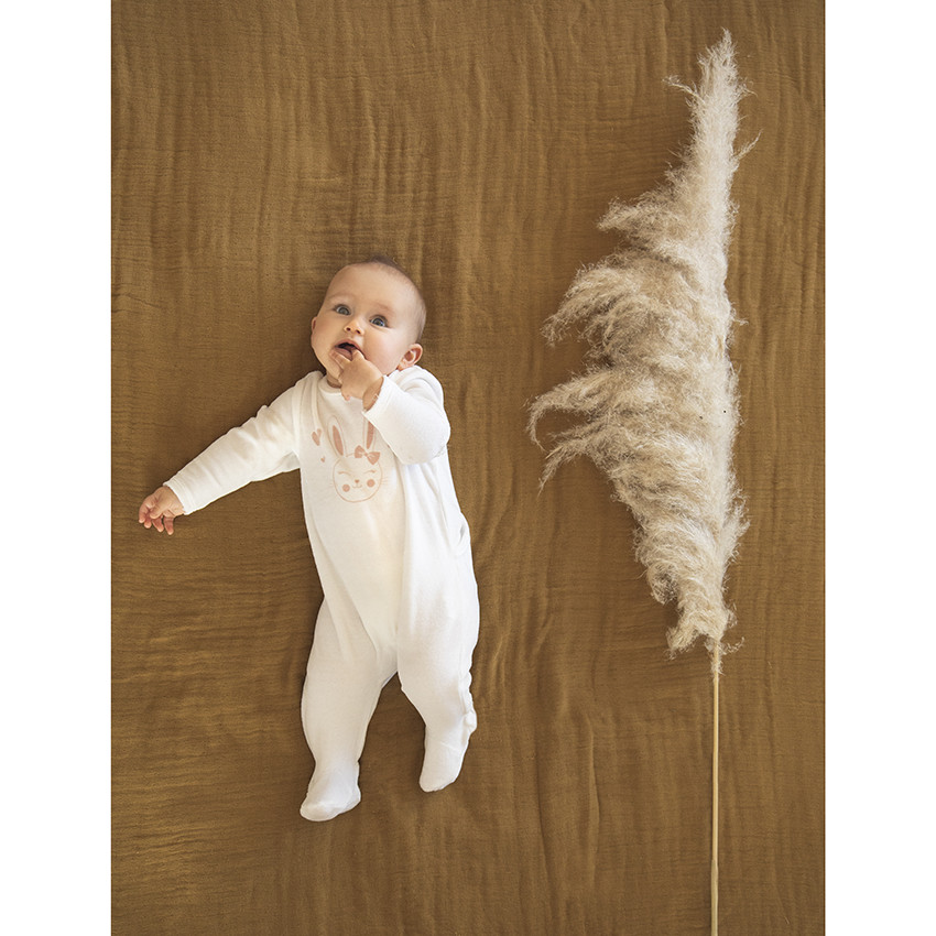 Dors-bien en velours print lapin et coeurs pour bébé fille 
