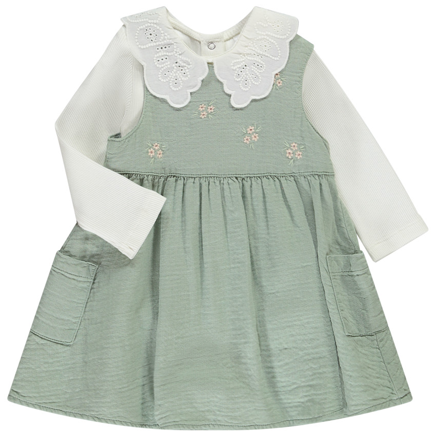 Ensemble 2 pièces avec robe brodée pour bébé fille 