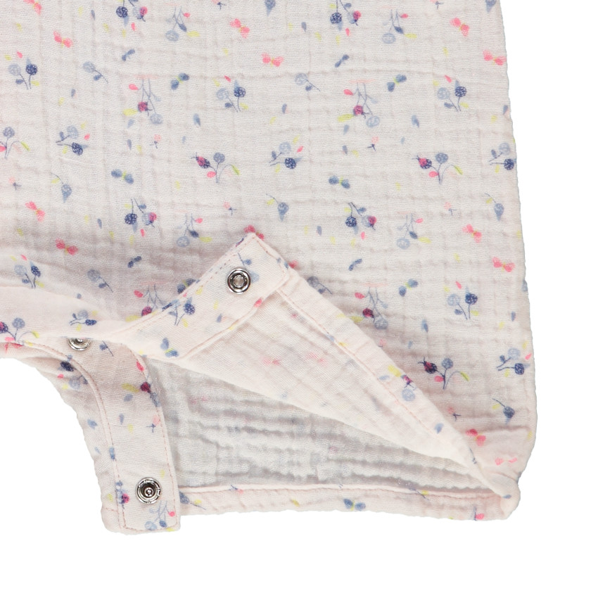 Combinaison courte + bandeau en double gaze de coton pour bébé fille 