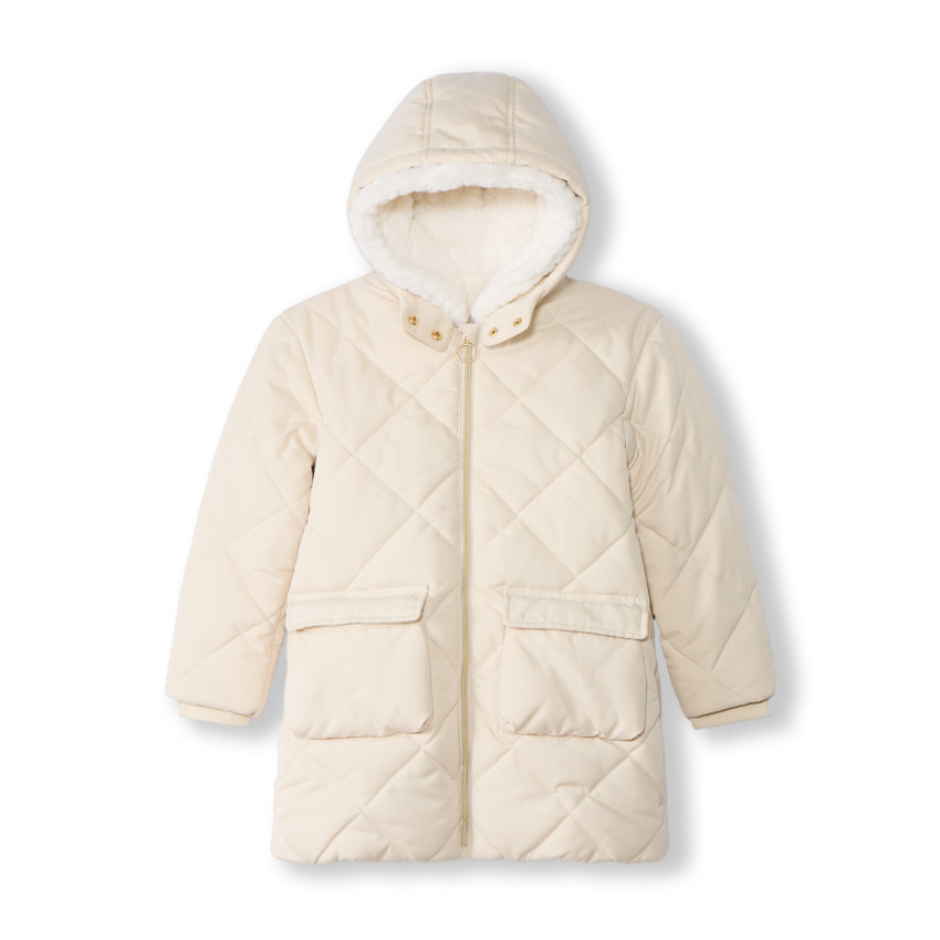 Doudoune manches longues en twill et sherpa + gilet pour fille 